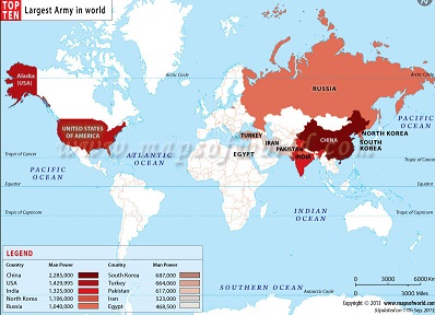 ده کشوری که بیشترین تعداد ارتش را دارند